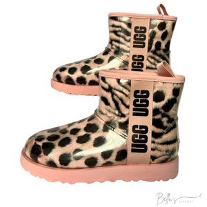 NEW Women's Classic Clear Mini Animalia, Animal Print Pink / Black, Women’s 6